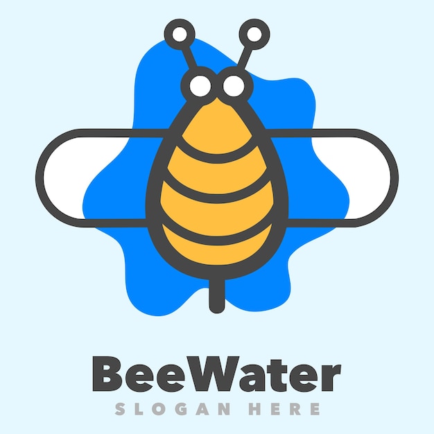 A bee logo that is blue and yellow