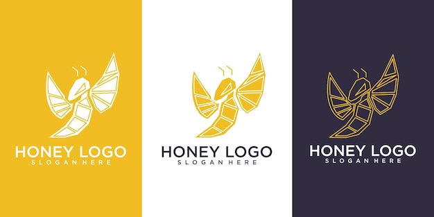 bee logo  with geometric concept