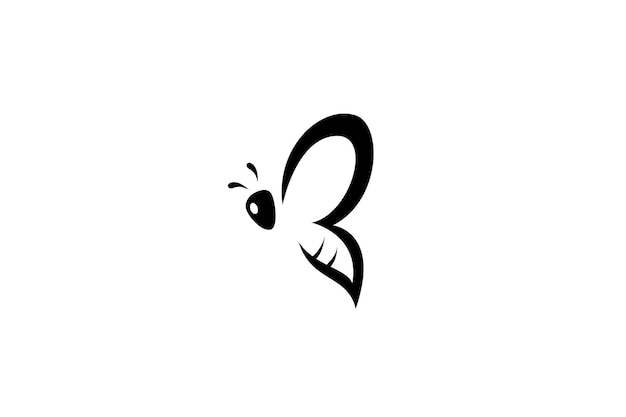 Bee logo with simple flat design style