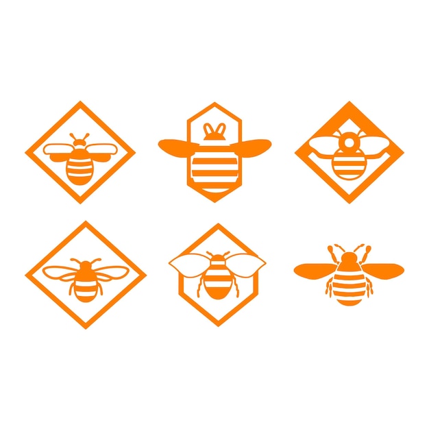 Vector bee logos or icons hermosos iconos de abejas o logos