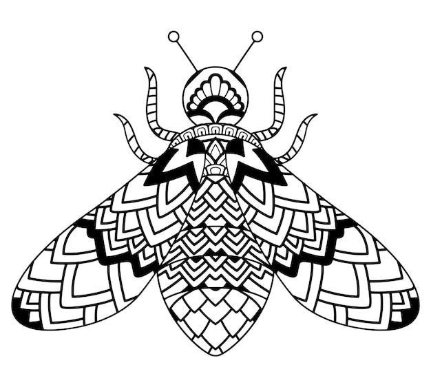 Bee mandala coloring page for adults