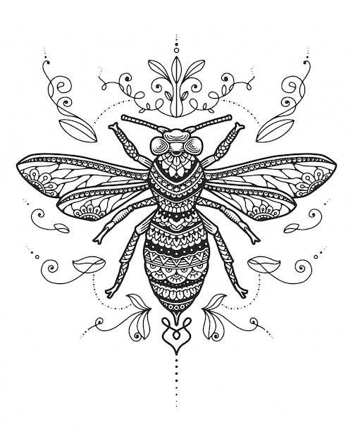 Bee mandala coloring page.