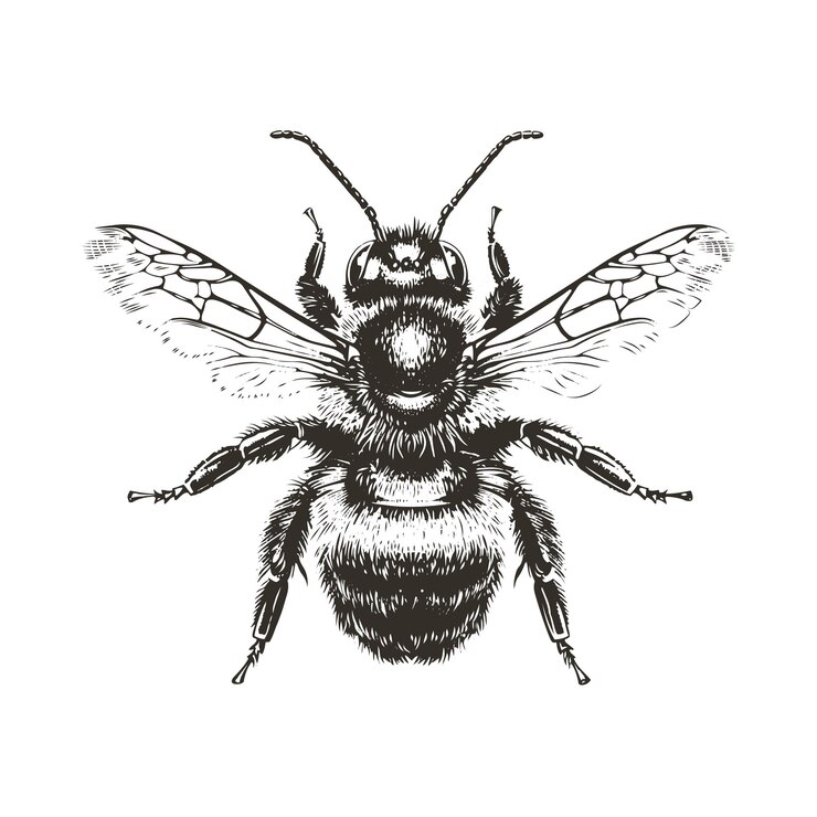 Vector bee monochrome grunge vector illustration