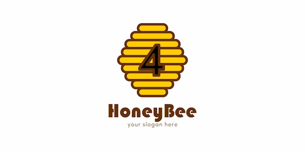 Bee Nest Logo Design with Letter 4