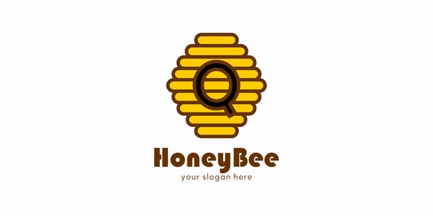 Bee nest logo design with letter q