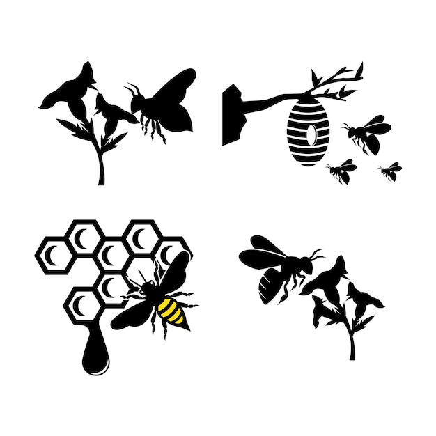 Вектор Вектор дизайна логотипа пчелы или соты