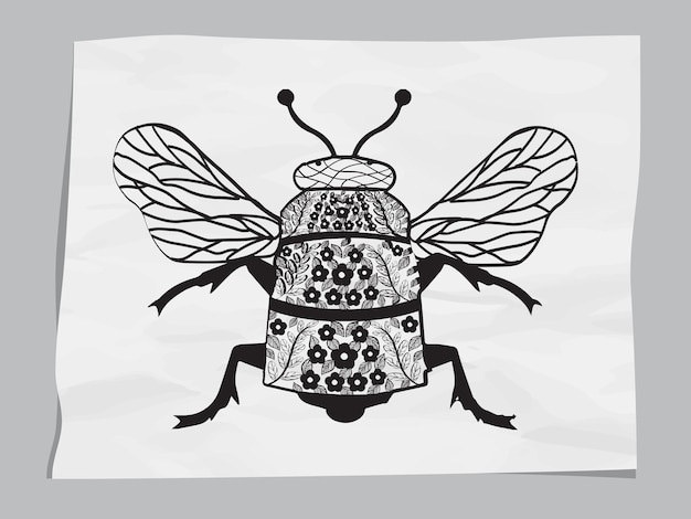 Vector bee paper cut design