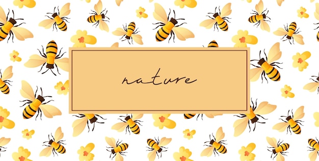 Bee pattern background card template.