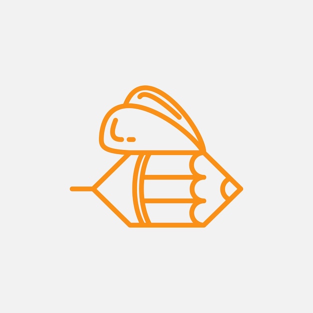 BEE AND PENCIL LINE LOGO DESIGN