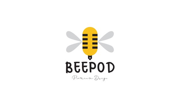 Bee podcast logo vector symbool pictogram ontwerp illustratie