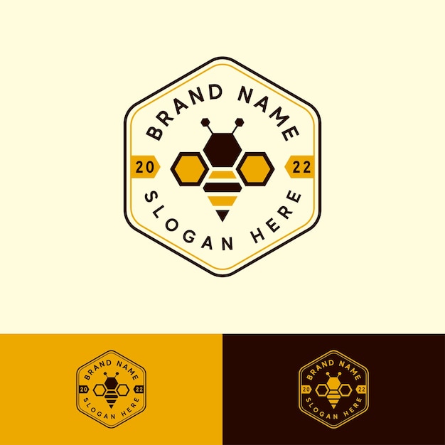 Bee retro vintage logo template design