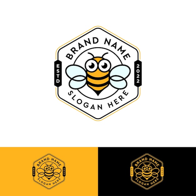 Bee retro vintage logo template design