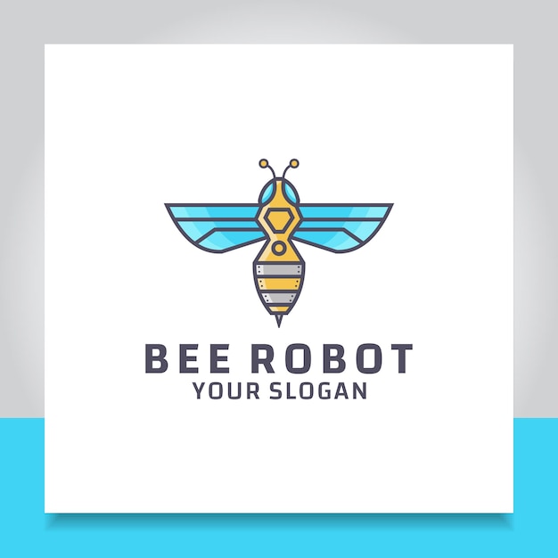 Bee robot logo ontwerp ijzer cartoon