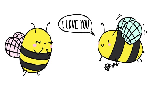 The bee says i love you cute insect with heart postcard poster valentines day background