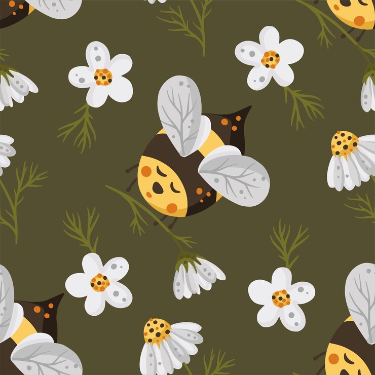 Vector bee seamless vector pattern