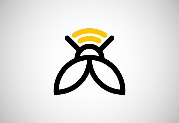 Vector bee signal logo design vector template wifi bee connection logo