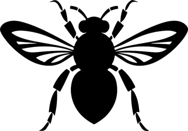 Bee Silhouette Vector Illustration White Background