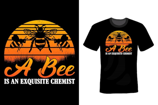 Bee T shirt design typography vintage