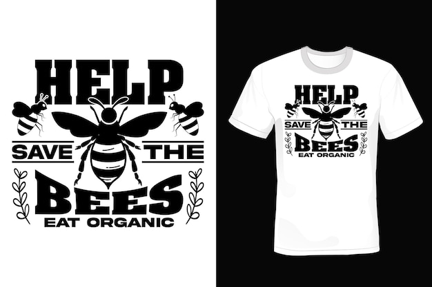 Vector bee t-shirt ontwerp typografie vintage