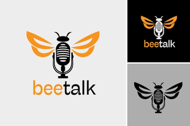 Vector bee talk-podcast is een trendy en visueel aantrekkelijk ontwerpmiddel dat kan worden gebruikt voor podcast-covers