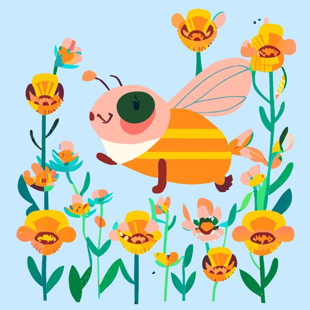 Vector bee vector illustration flat 2