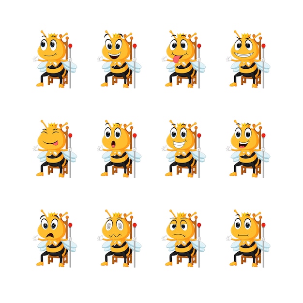 пчела с разными выражениями лица