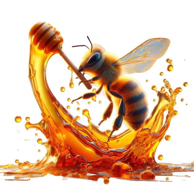 Vector a bee with a honey dripping from it