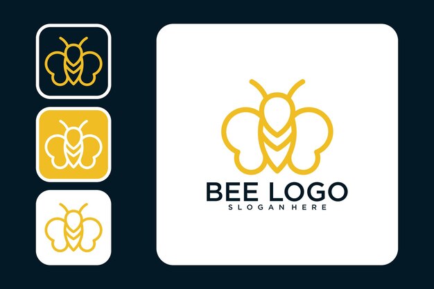 Bee with line art logo design