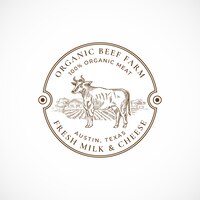 beef and milk farm framed retro badge or logo template.