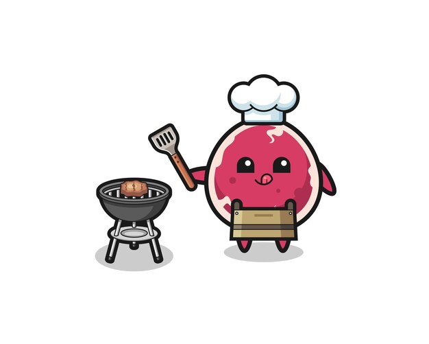 Beef barbeque chef with a grill