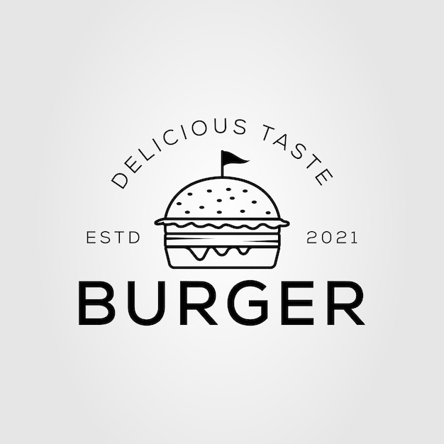 Progettazione dell'illustrazione di vettore di logo dell'hamburger del formaggio e dell'hamburger di manzo