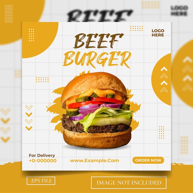 Vector beef burger social media post