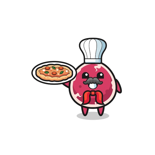 Beef character as Italian chef mascot