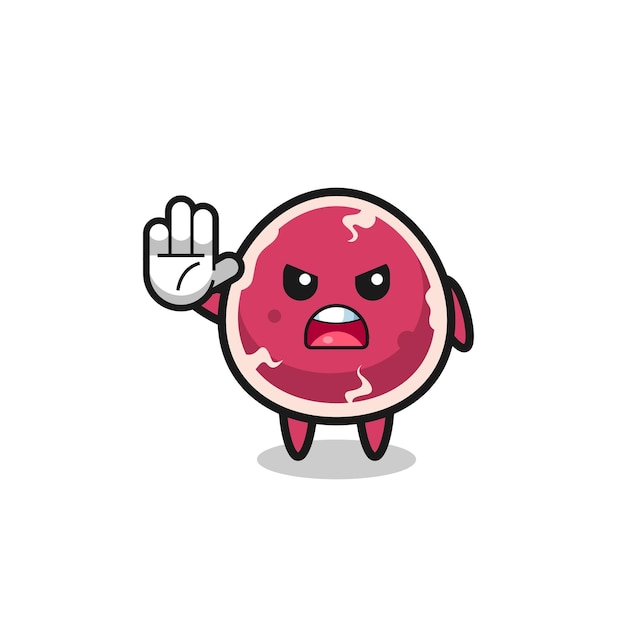 Beef character doing stop gesture