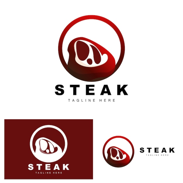 Logo di manzo bistecca di carne vector grill cucina design steak restaurant brand template icon