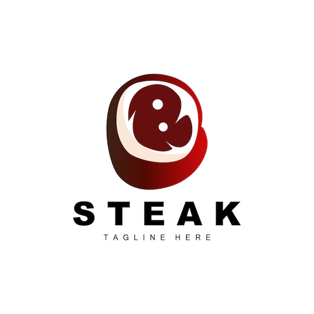 牛肉のロゴ肉ステーキ ベクトル グリル料理デザイン ステーキ レストラン ブランド テンプレート アイコン