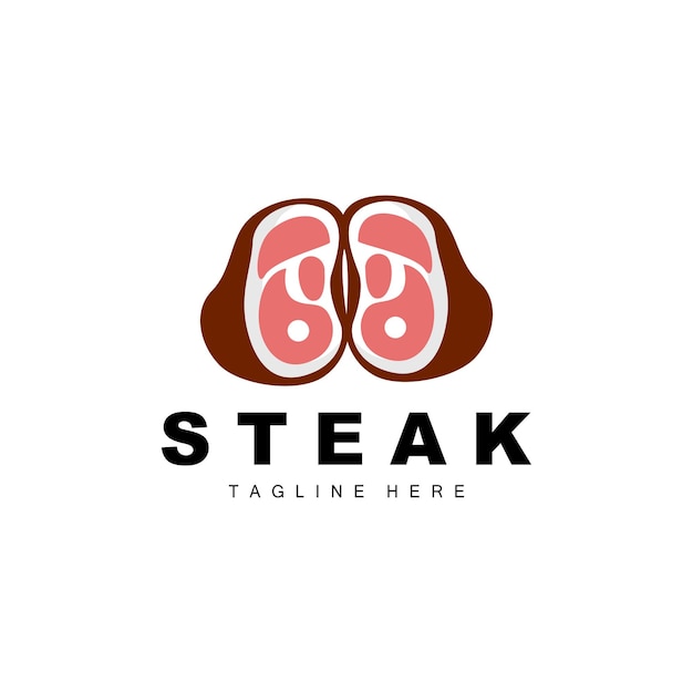 쇠고기 로고 고기 스테이크 벡터 그릴 요리 디자인 스테이크 레스토랑 브랜드 템플릿 아이콘