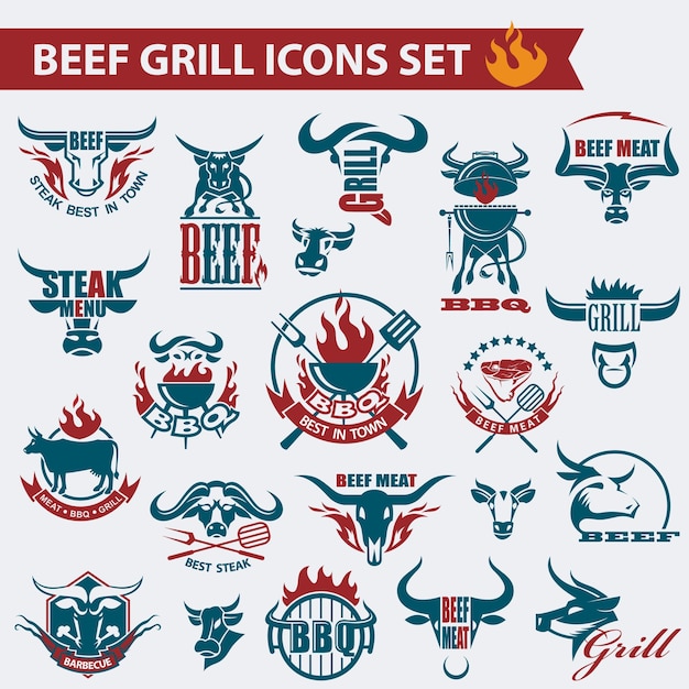 Vector beef meat icons