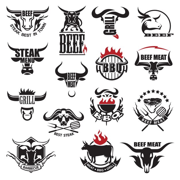 Vector beef meat icons