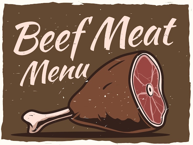 Vector beef meat menu vintage poster