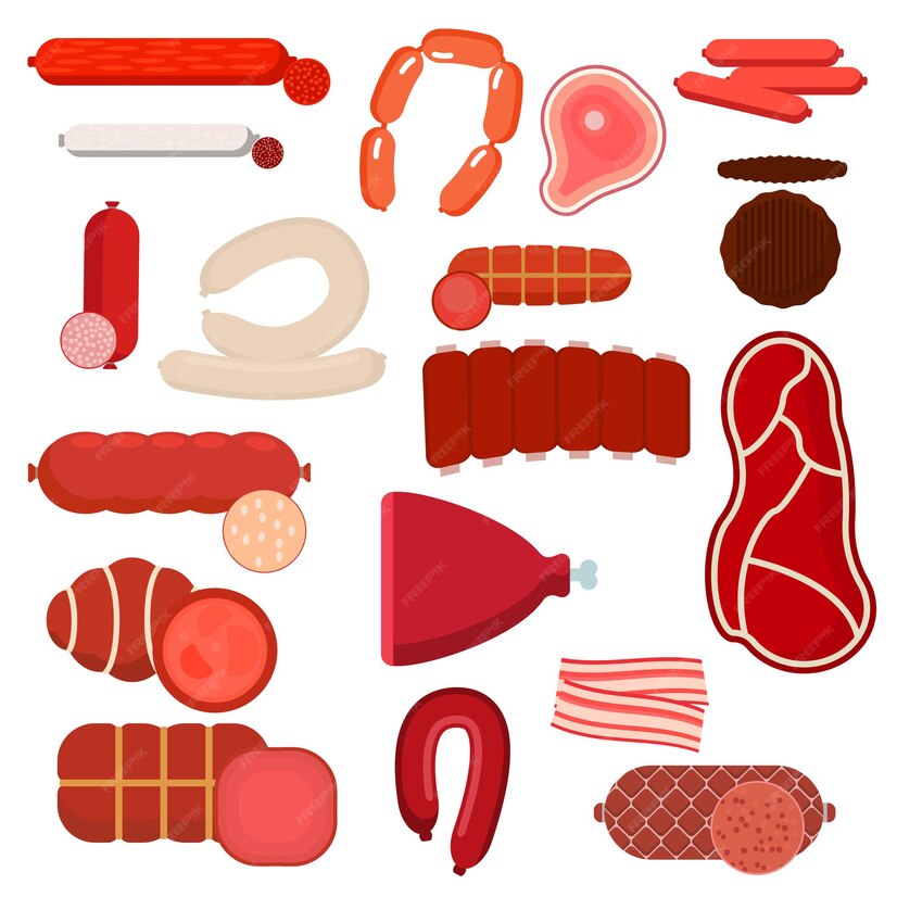 Premium Vector Beef Or Pork Steaks Ribs Bacon And Sausages premium-vector-beef-or-pork-steaks-ribs-bacon-and-sausages