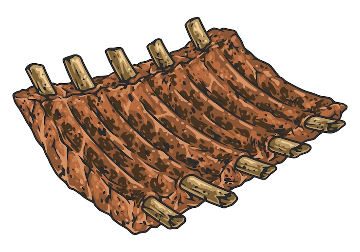 Vector beef ribs vintage kleurrijke sticker