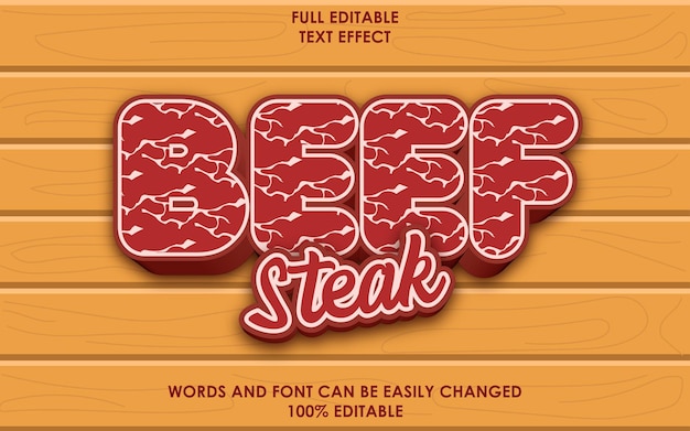 Beef steak 3D editable text effect