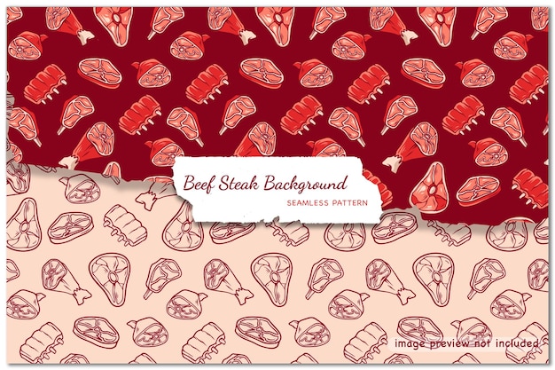 Vector beef steak background seamless pattern