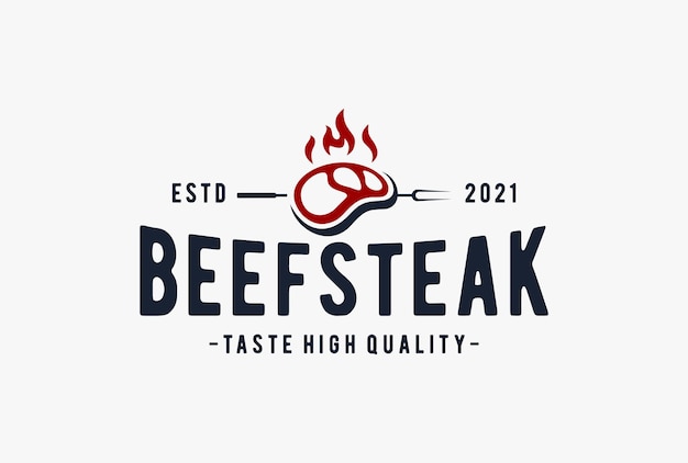 Vettore bistecca di manzo logo design.