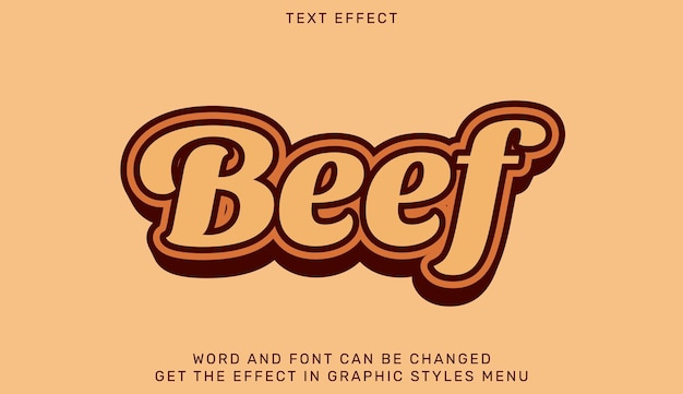 Шаблон текстового эффекта говядины в 3d-дизайне