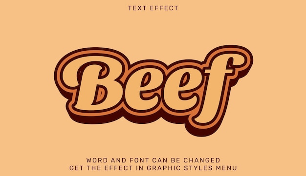 벡터 3d 디자인의 쇠고기 텍스트 효과 템플릿