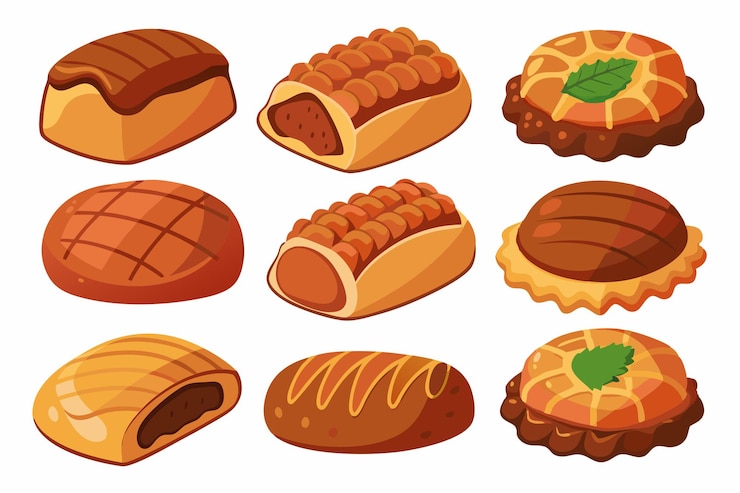 Vector beef wellington color line art schitterend kleurrijk gourmet art design