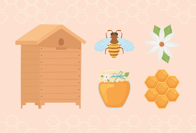 Vector beekeeping cartoon icon