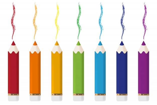 Beeldverhaal pensils met lijnen van het geïsoleerde potlood